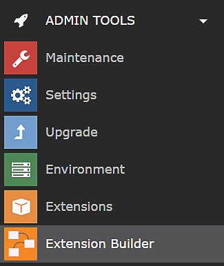 Das Backend Modul vom Extension Builder unterhalb von Admin Tools
